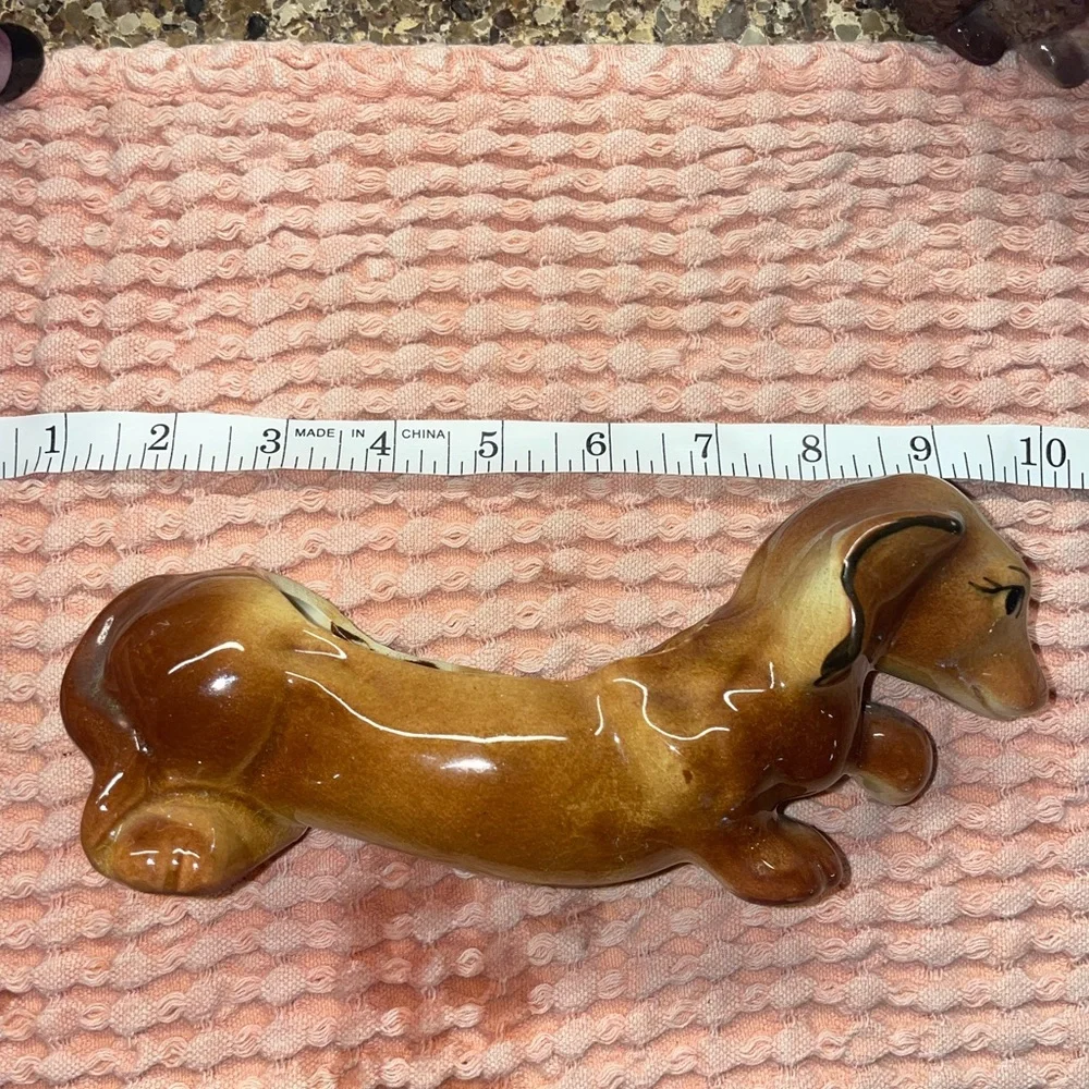 Ceramic Brown Dachshund wiener dog 1940s 1950s planter Figurine - Picture 3 of 4